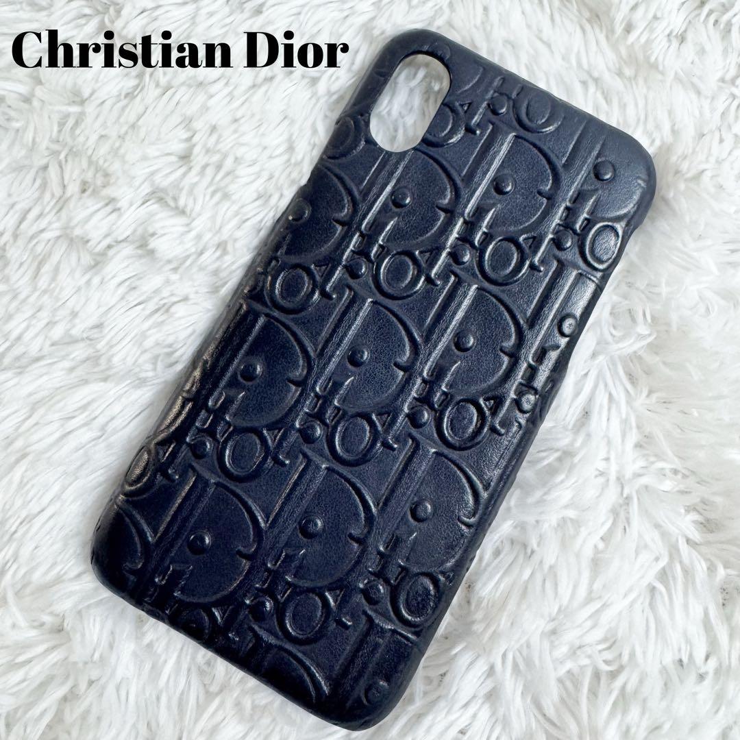 Christian Dior スマホケース レザー オブリーク エンボス加工