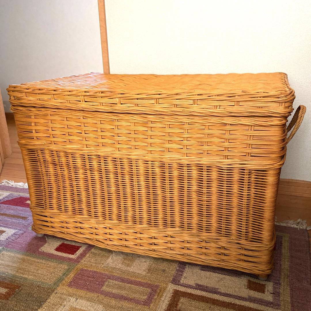 コロニアルチェック　ラタンバスケット