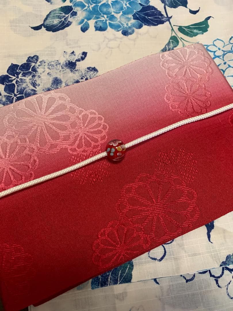 画像の 黄色 半幅帯付き◆高級変わり織◆涼し蒼青紫陽花(あじさい)の薄墨浴衣◆