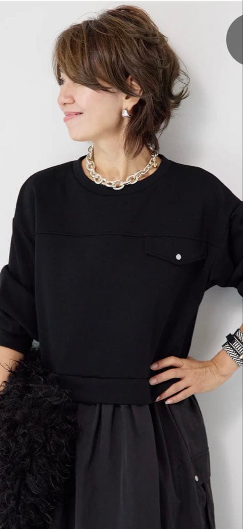 PLUS OTO.HA 異素材ドッキングワンピース