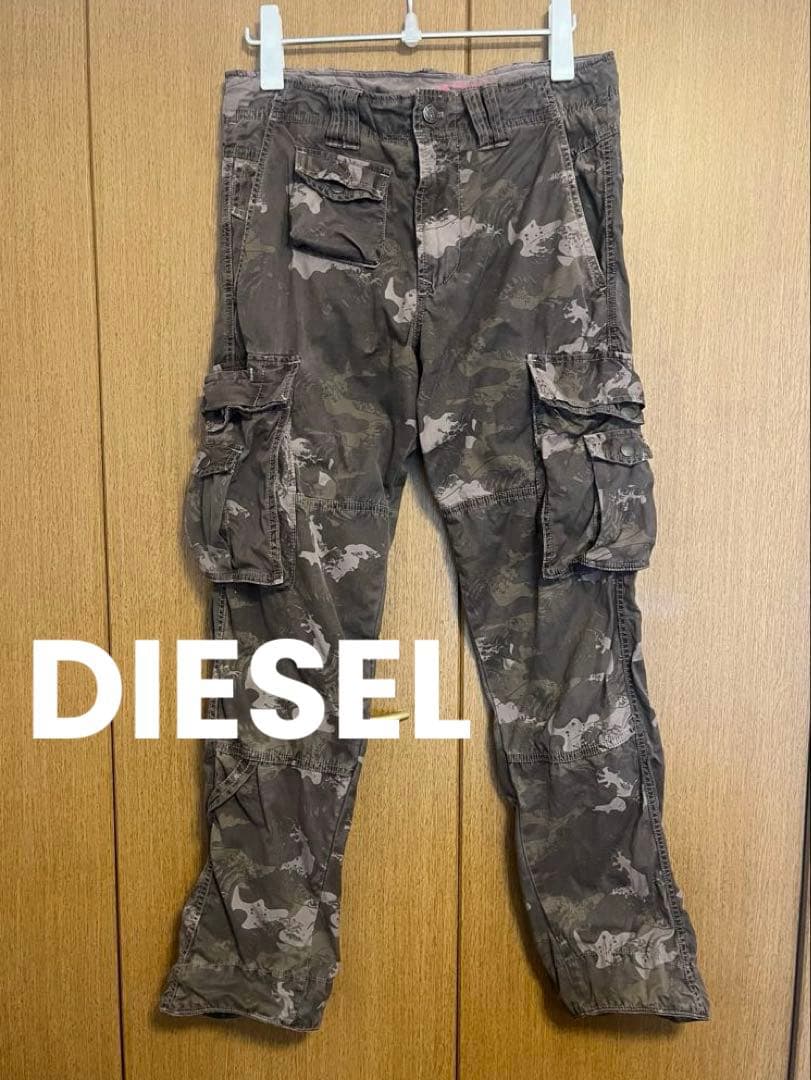 00s DIESEL 迷彩 カモ ディーゼル 和柄 波 パンツ y2k ギミック