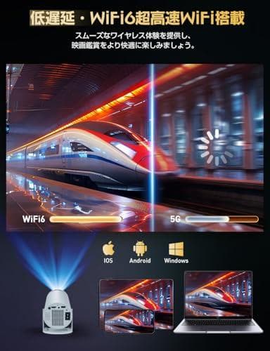 プロジェクター 家庭用 4K対応 小型 Bluetooth5.3 スタンド一体型