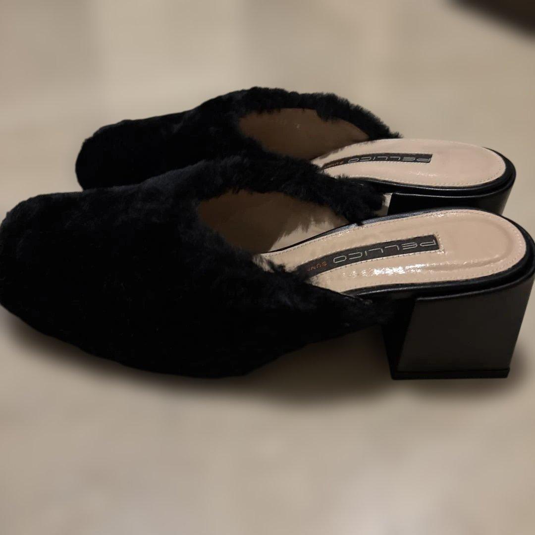 【美品】PELLICO SUNNY ムートン　ミュール　サボ　ボア　黒