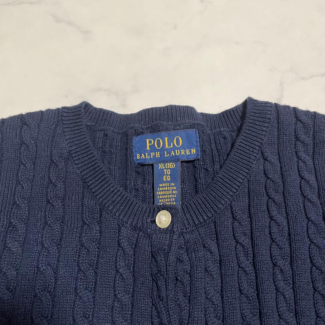 ポロラルフローレン ミニケーブルニット カーディガン ネイビー ポロマーク160