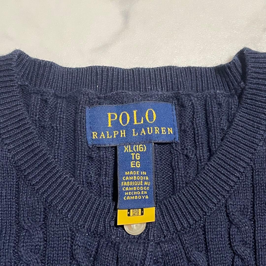 ポロラルフローレン ミニケーブルニット カーディガン ネイビー ポロマーク160