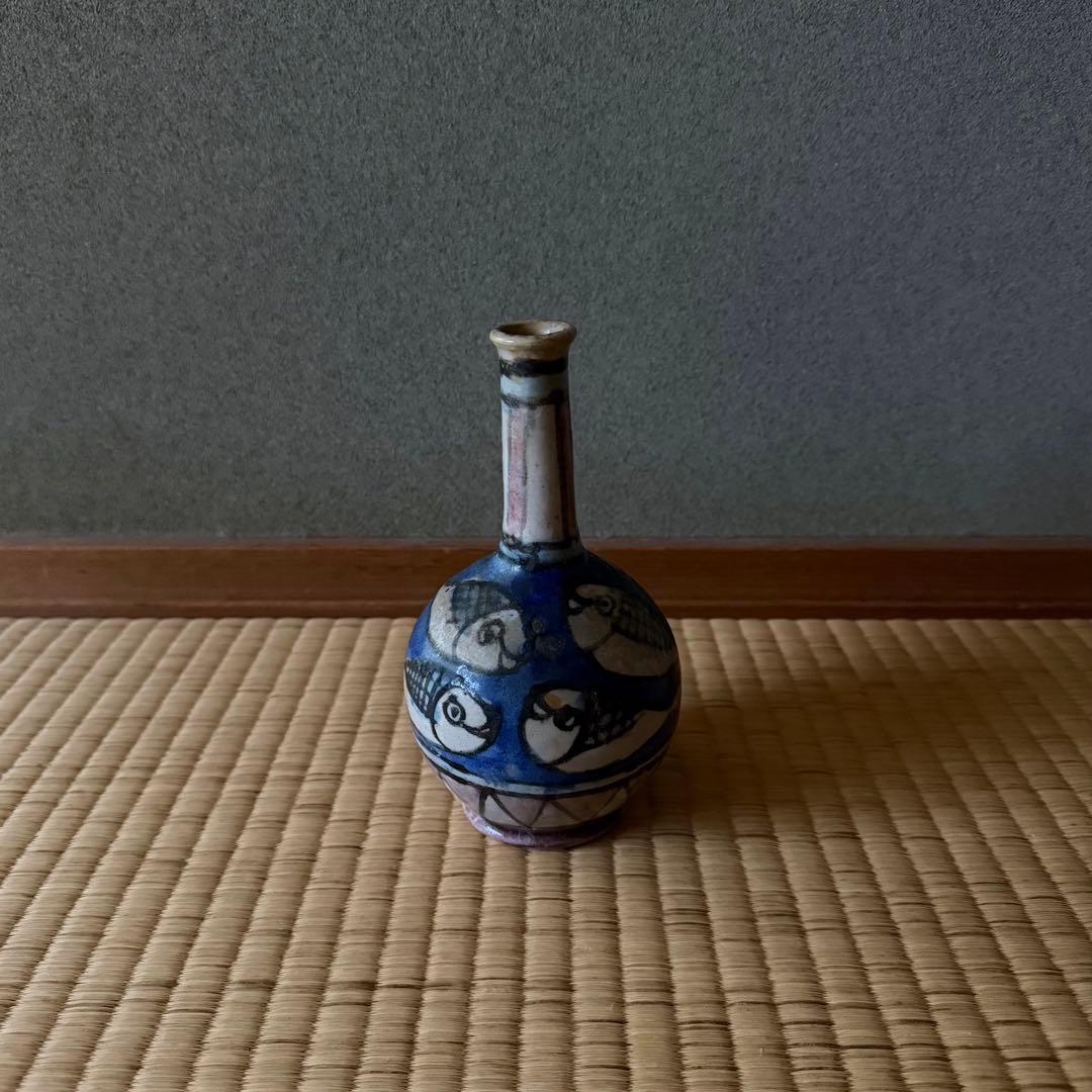 マジョリカ焼 マヨリカ焼 色絵魚文瓶 18世紀 古美術 骨董 デルフト 江戸時代
