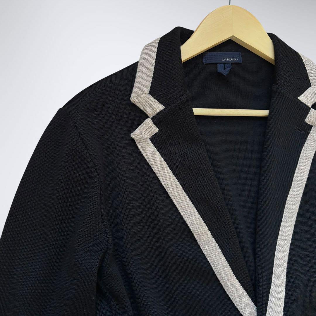 ラルディーニ LARDINI ニットジャケット パイピング メタルボタン L 黒