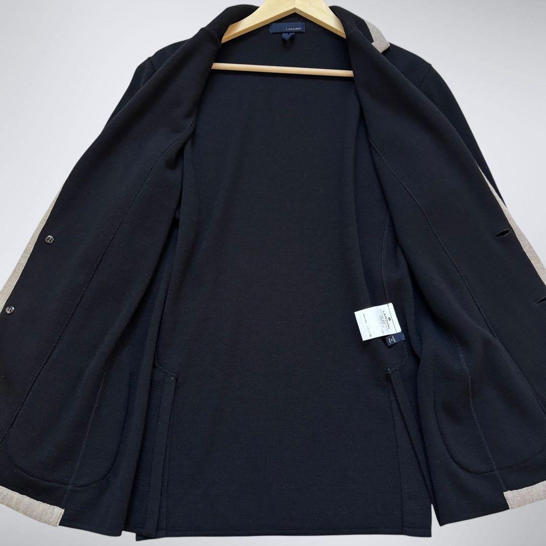 ラルディーニ LARDINI ニットジャケット パイピング メタルボタン L 黒
