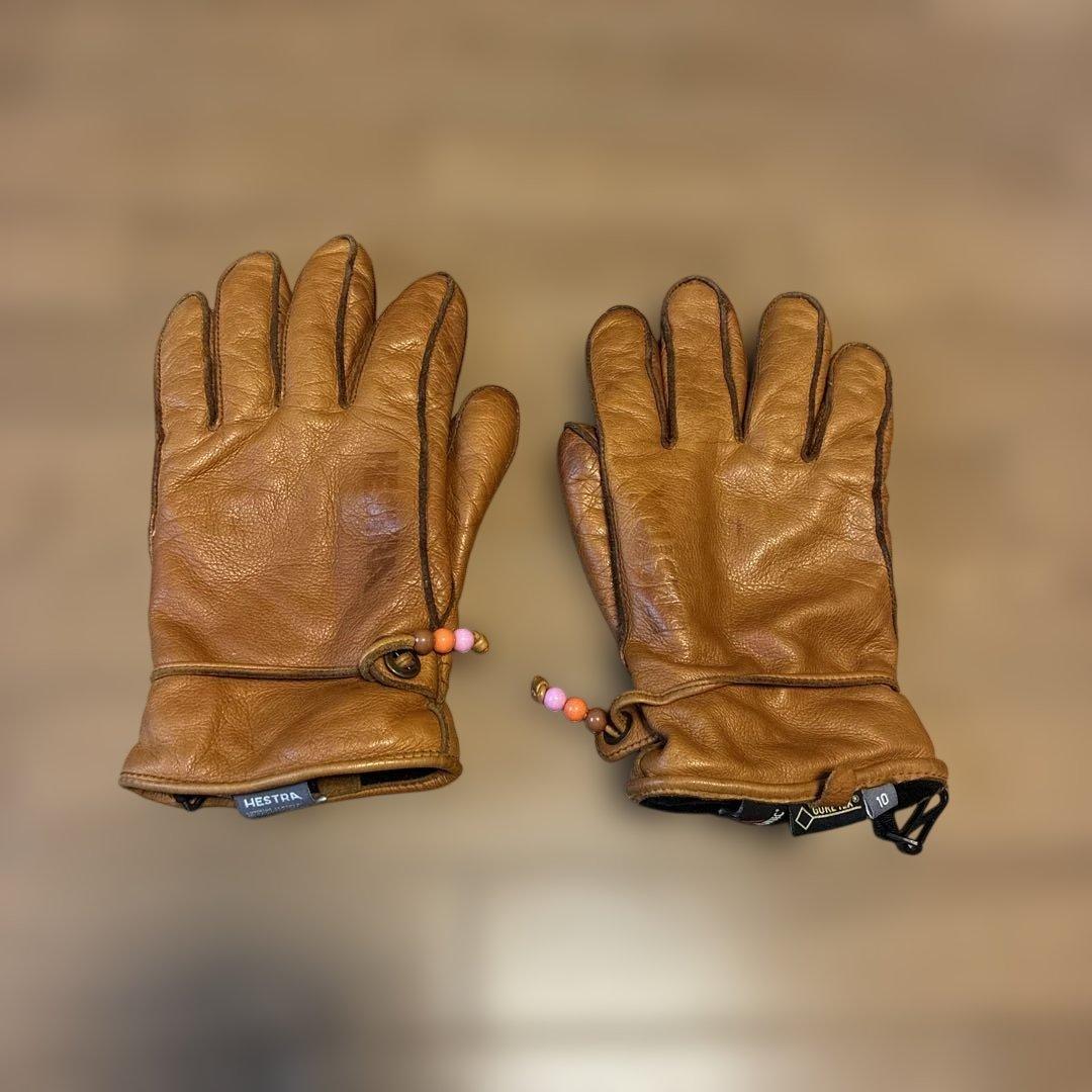 HESTRA GORE-TEXブラウンレザーグローブ　サイズ10