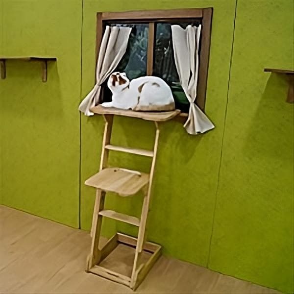 CattyMan 猫専用 木製 窓から外を眺めるのに便利な見晴らし台/4段階