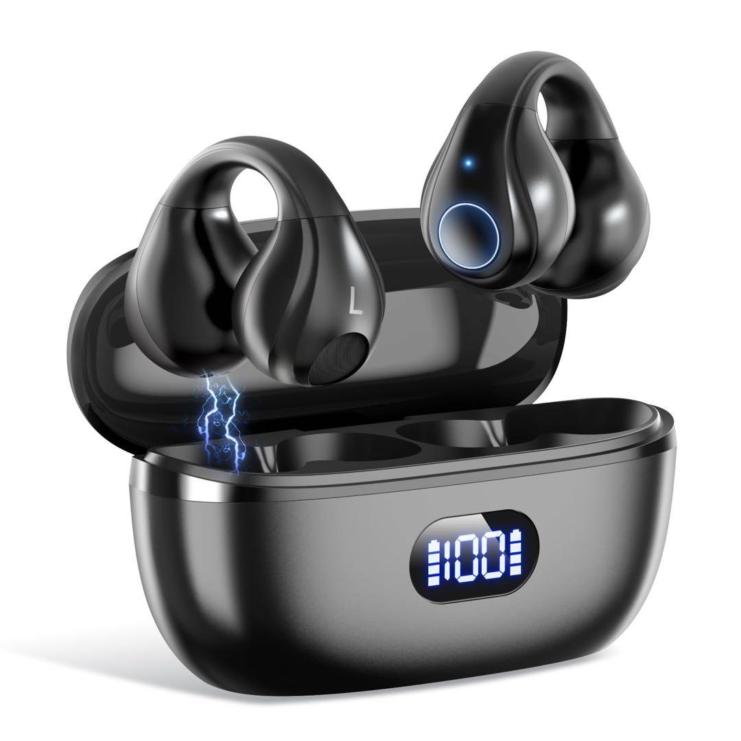 ✨人気商品✨イヤーカフ型イヤホン Bluetooth ワイヤレスイヤホン 黒