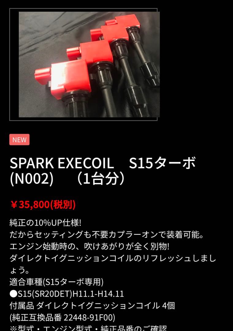 NISSAN シルビアs15 SPARK EXECOIL S15ターボ