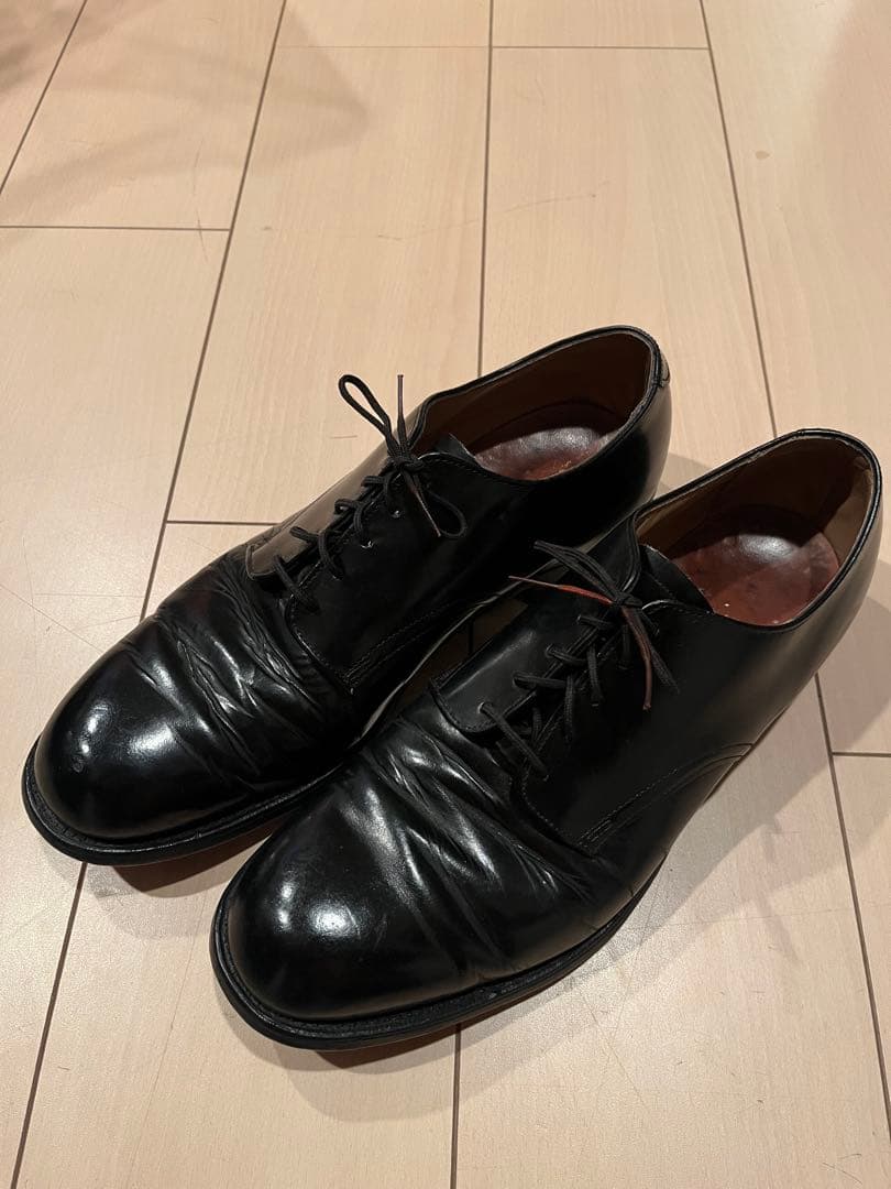 70s サービスシューズ　ブラック　ビンテージ　USN 底レザー　us10R