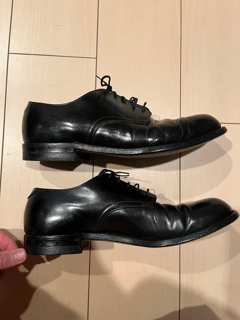 70s サービスシューズ　ブラック　ビンテージ　USN 底レザー　us10R