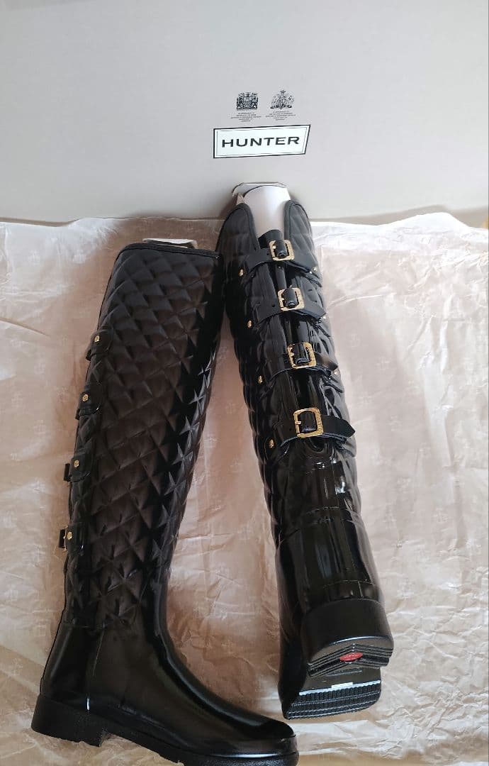 ハンターHUNTER★ニ−ハイ長靴★ニ−ハイブ−ツ★レア希少★未使用専用箱入り