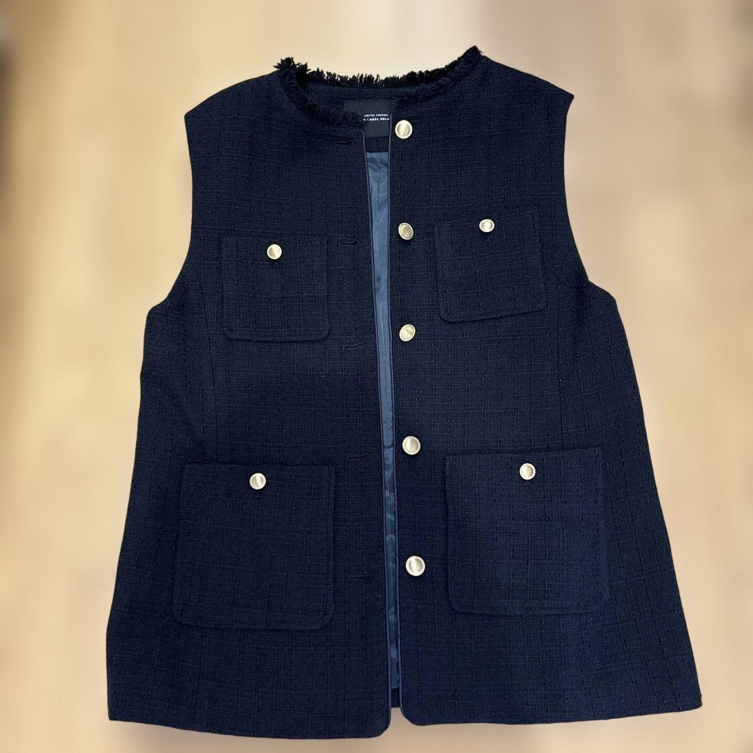 green label relaxing ツイードフリンジポケット ベスト