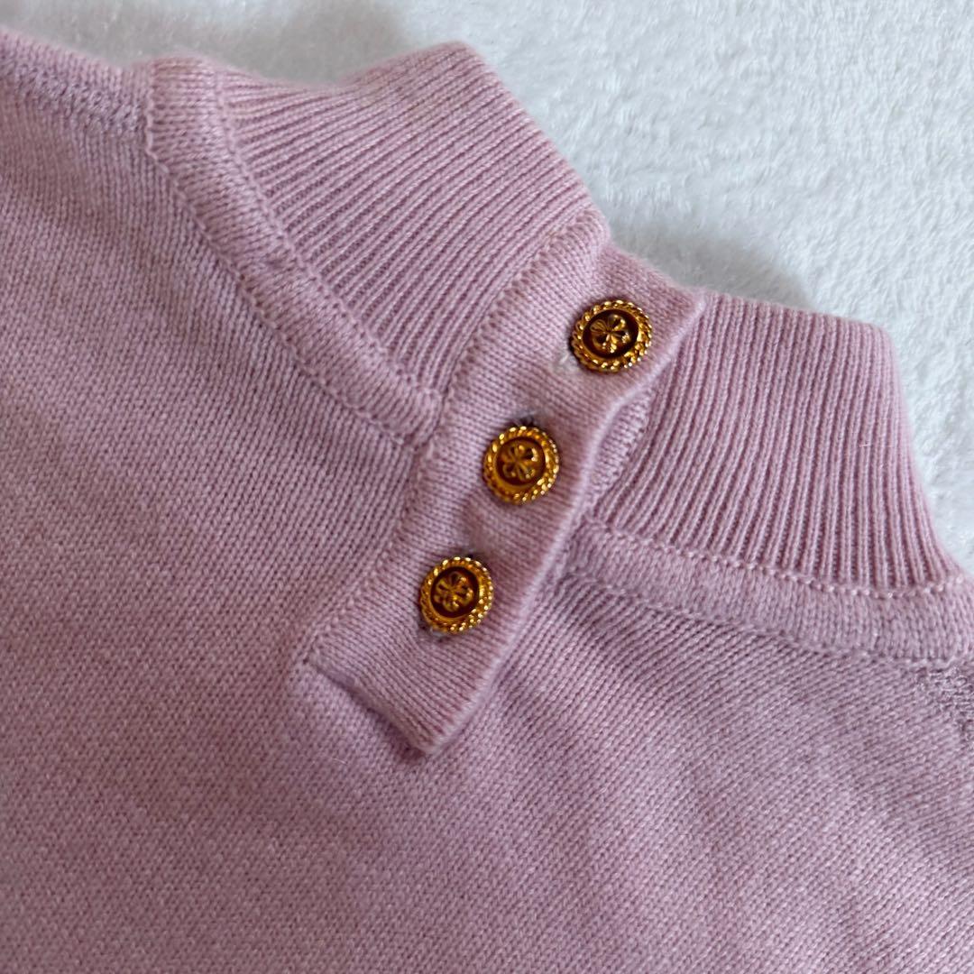 ピュアカシミヤ　金ボタン　CHANEL 半袖 ワンピース クローバー　ピンク