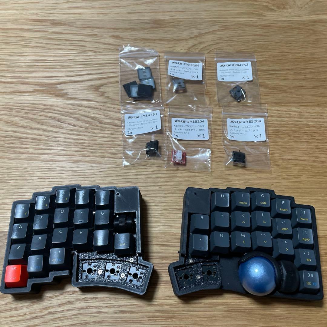 ル*フ様 roBa 無線化Keyball 自作キーボード（おまけ多数）