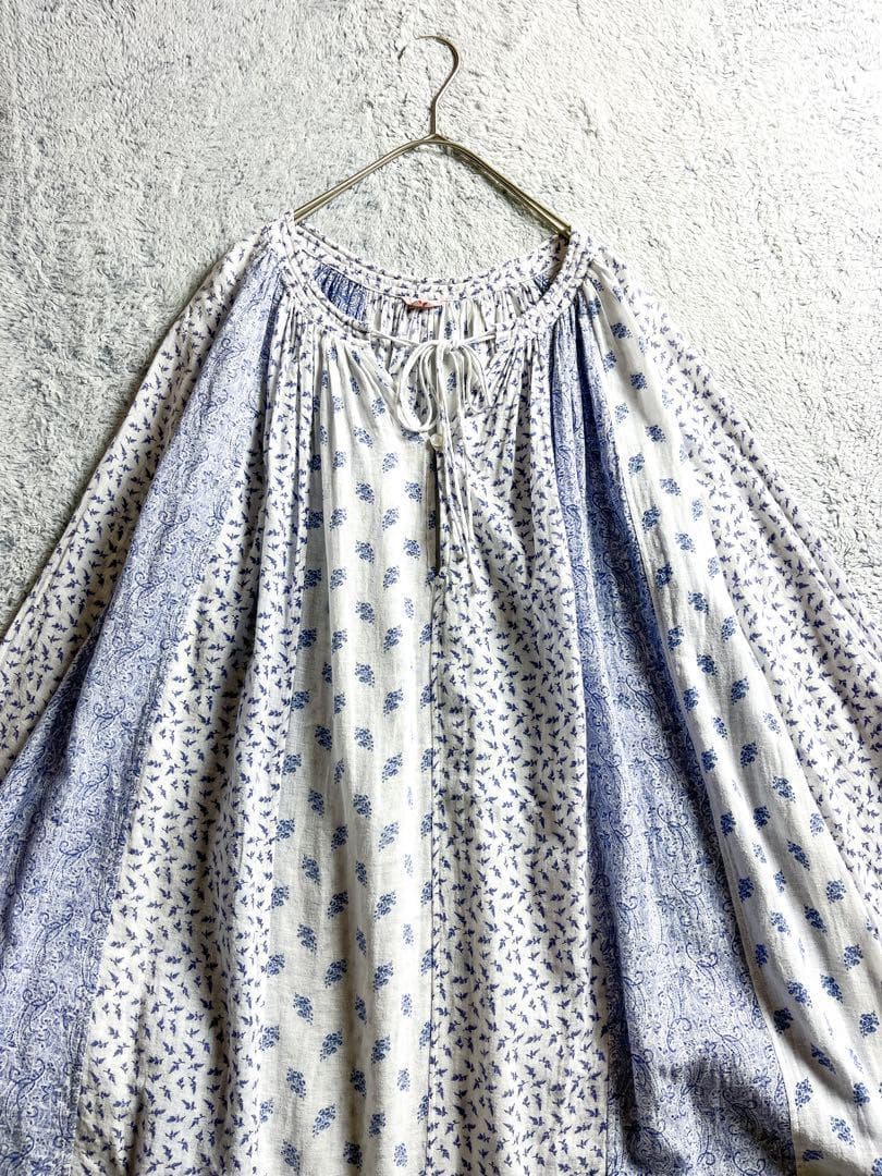 【45R】45rpm 綿100% フラワーパッチワークフレアチュニック 花柄 2