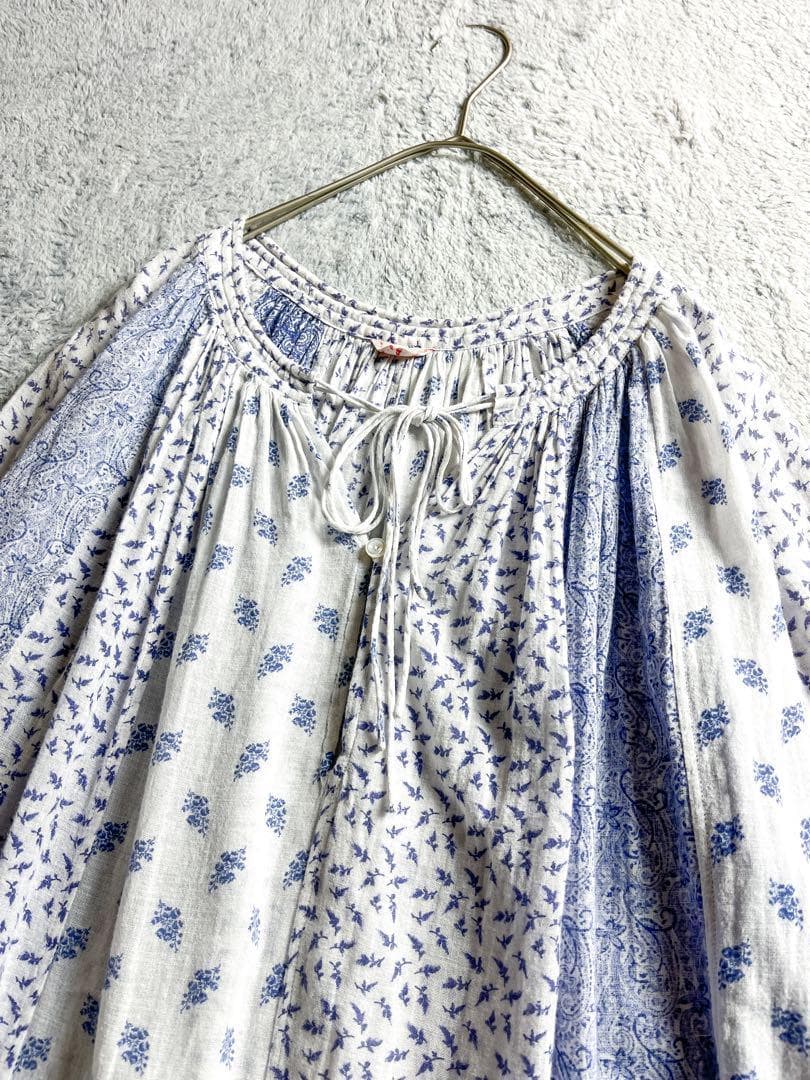 【45R】45rpm 綿100% フラワーパッチワークフレアチュニック 花柄 2