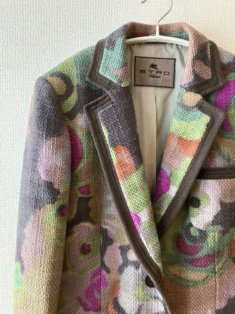 ETRO エトロ ジャガード　花柄 ウール混 テーラードジャケット ブレザー