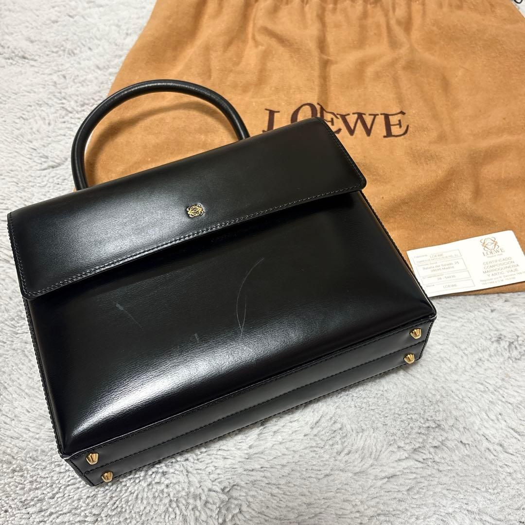 ロエベ　フォーマル　ハンドバッグ　レザー　アナグラム