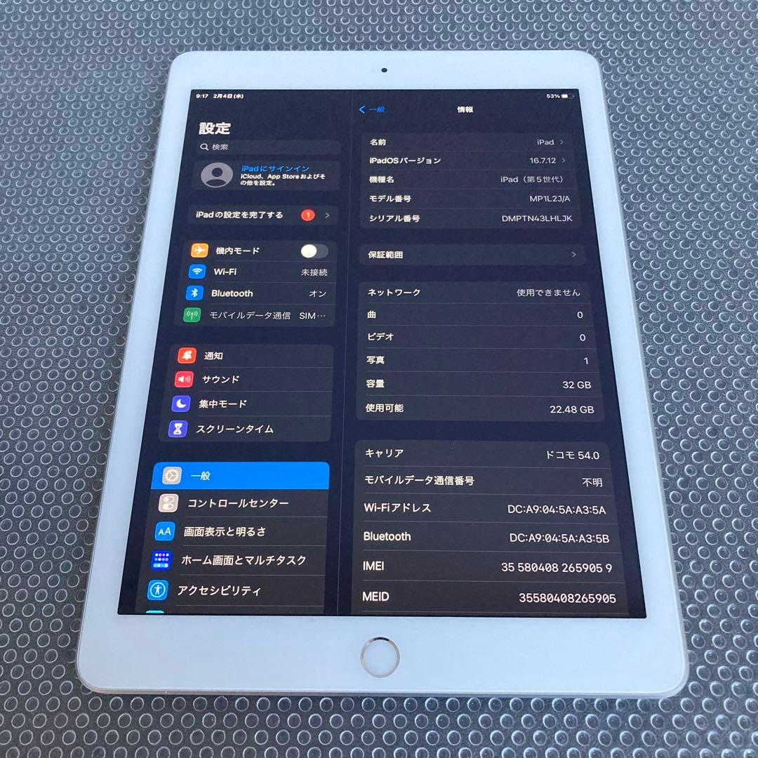 828【早い者勝ち】美品☆iPad5 第5世代 32GB SIMフリー☆