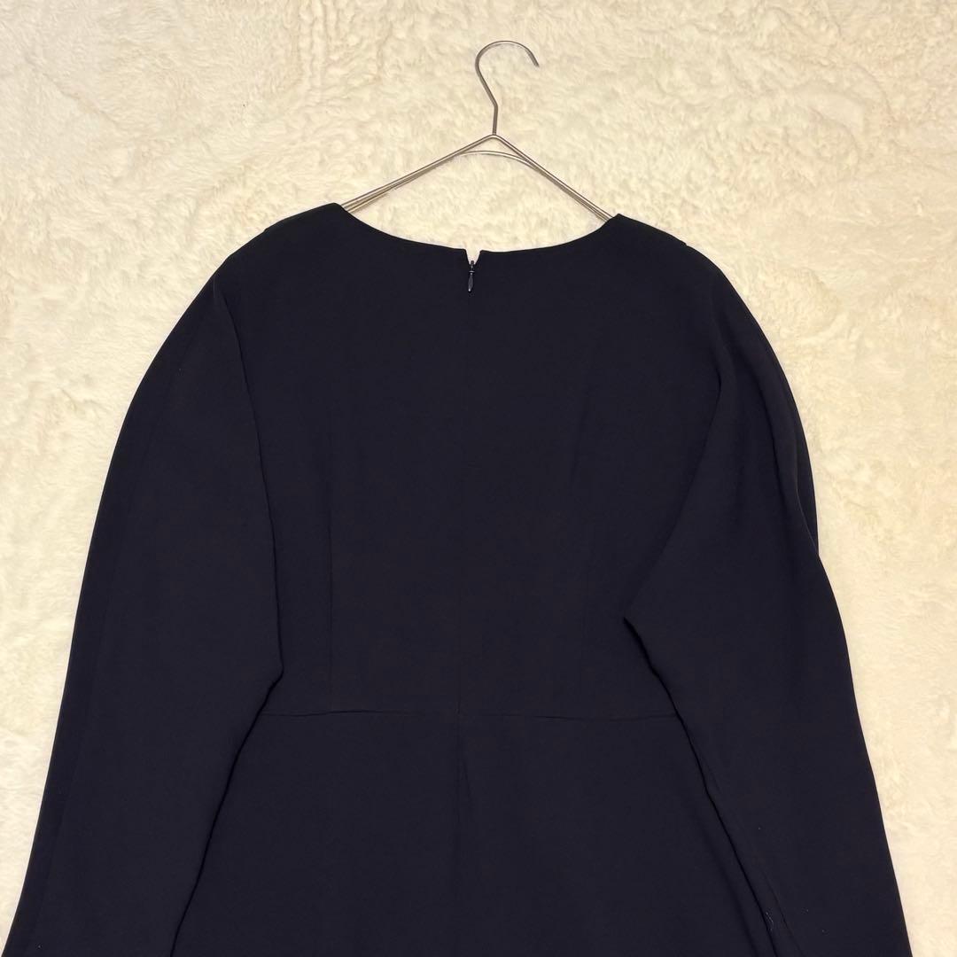 23区 キーネック ドルマン ジョーゼットロングワンピース 38 紺