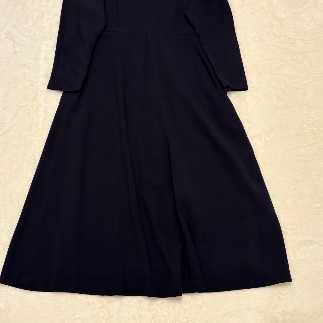 23区 キーネック ドルマン ジョーゼットロングワンピース 38 紺