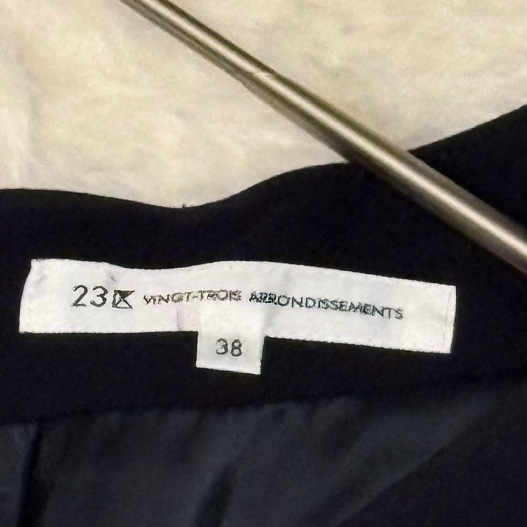 23区 キーネック ドルマン ジョーゼットロングワンピース 38 紺