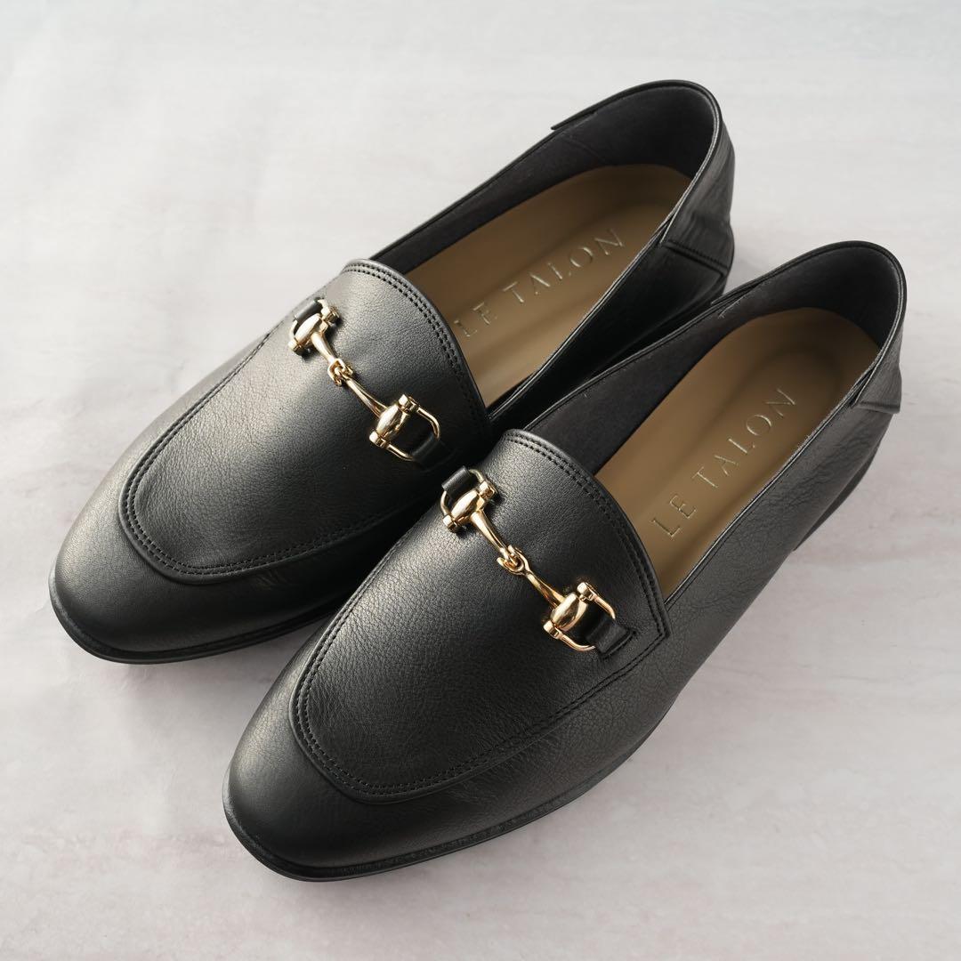 ルタロン ローファー 黒 ブラック レザービットバブーシュ 23.5