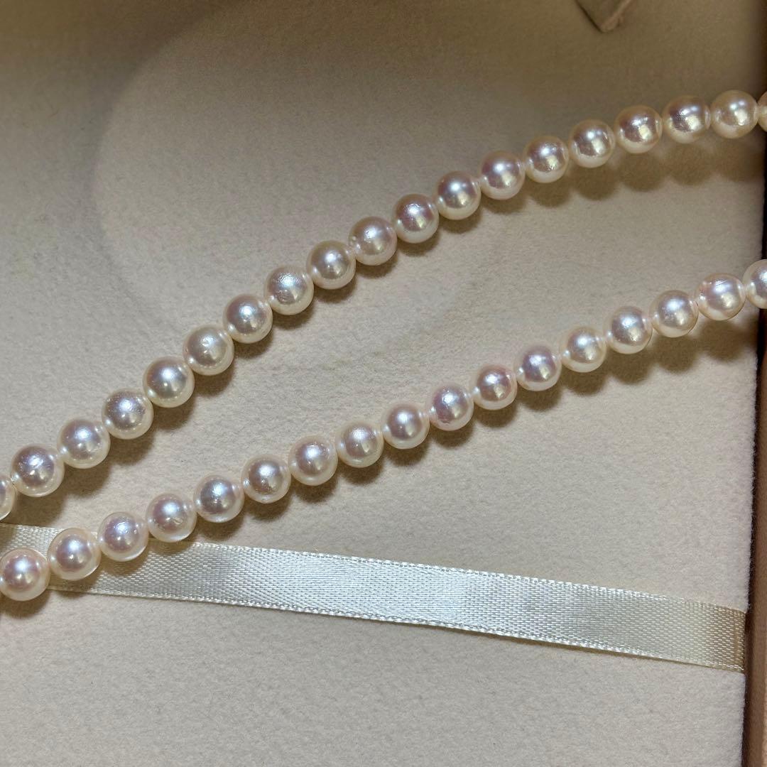 【テリ抜群✨】あこや真珠　セミロング　ピンク　ネックレス　約7.5-8.5mm