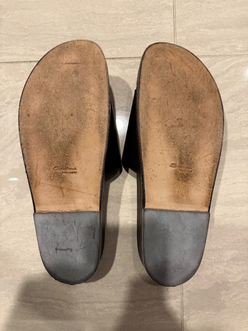 中古【SNTONI サントーニダブルバックル レザーサンダル 定価12.4万円】