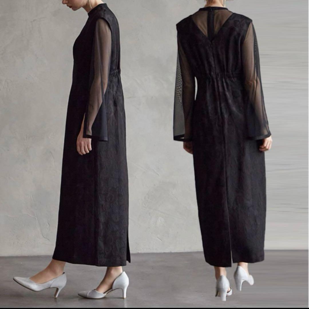 AIMER チュールブラウス付きジャカードIラインドレス