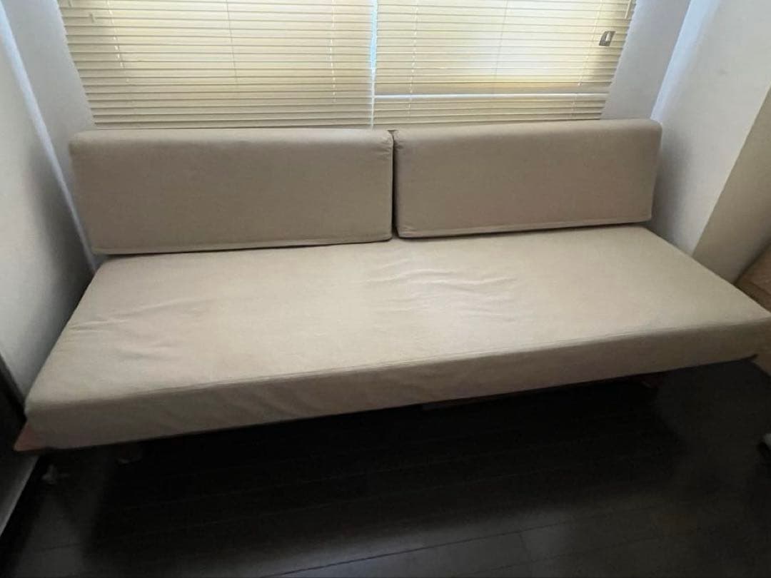 【はる】無印良品　ソファベッド一式（ウォールナット材）