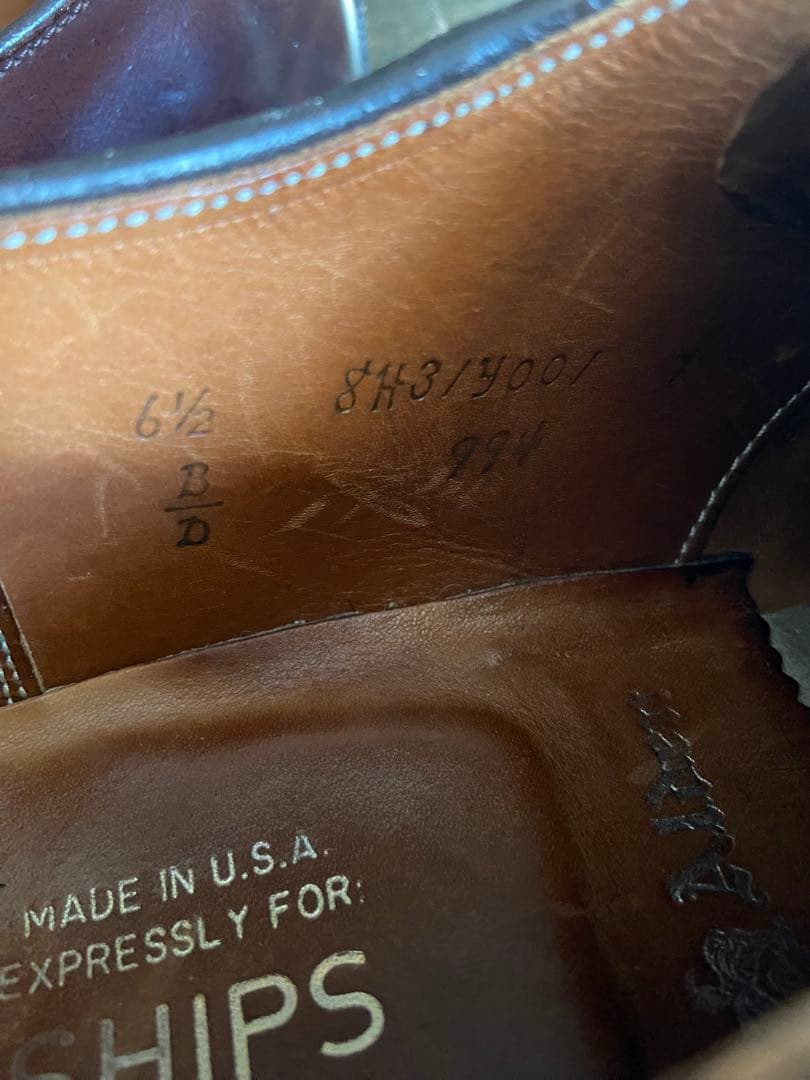 【SHIPS別注】Alden 994 コードバン サドル 6.5D バーガンディ