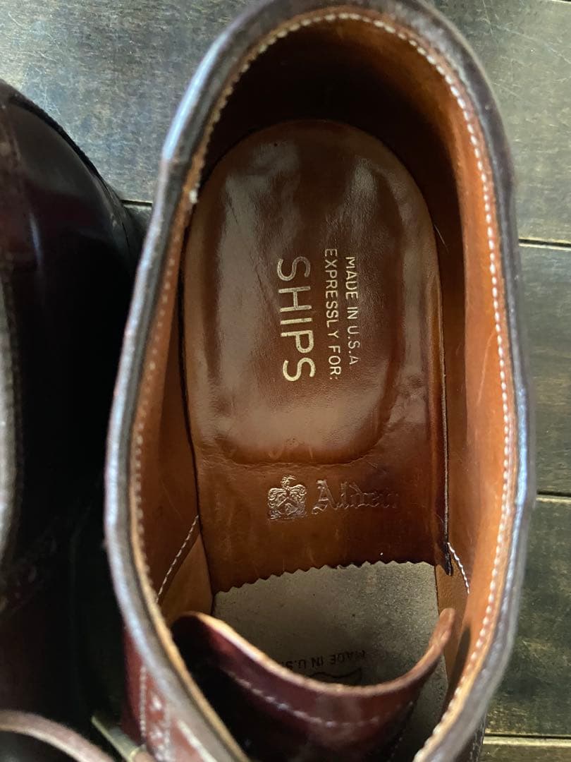 【SHIPS別注】Alden 994 コードバン サドル 6.5D バーガンディ