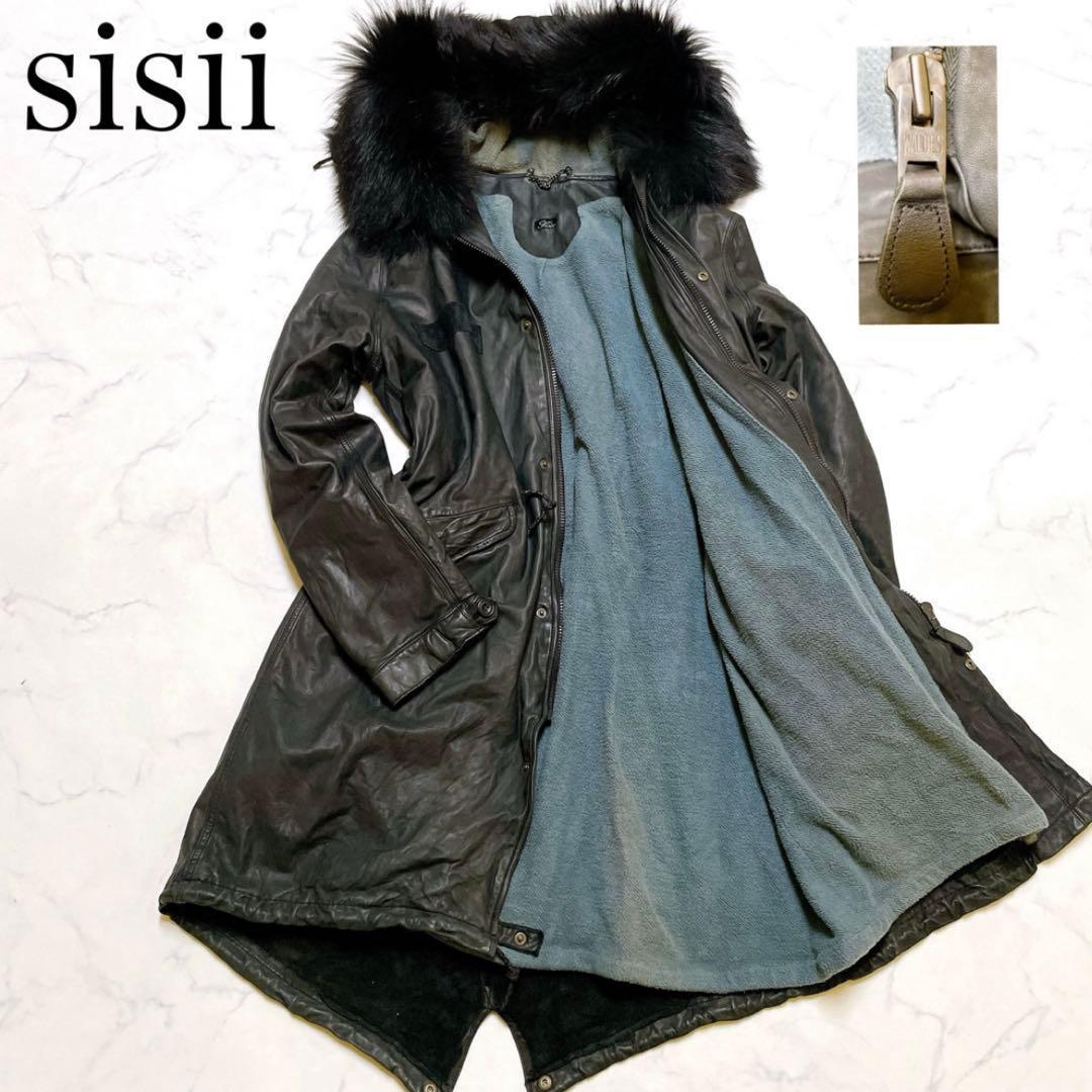 シシ レザーモッズコート 洗えるレザー SAGAFUR フード フィッシュテール