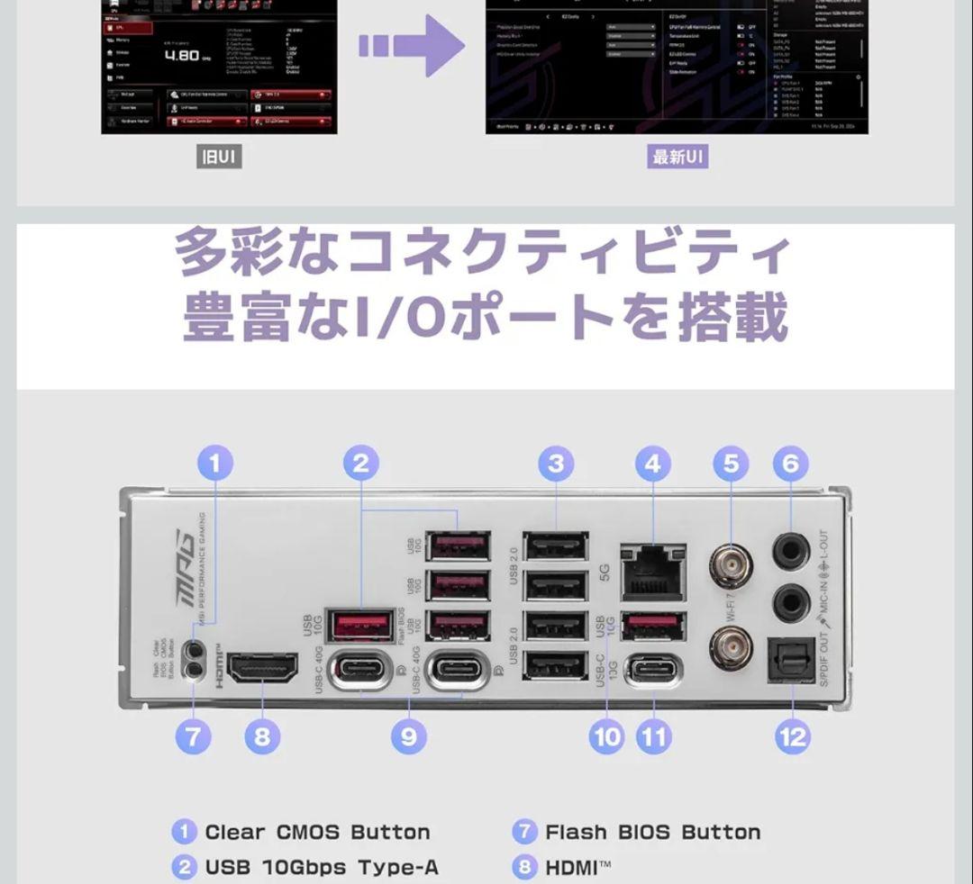 MSI MPG X870E EDGE TI WIFI AM5マザーボード