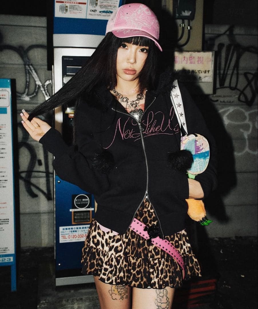 トップス 9090 girl Y2k fur zip hoodie