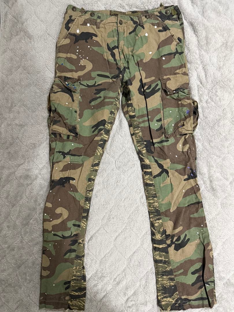 Ron mnml ミニマル 迷彩 フレアカーゴパンツ 36インチ