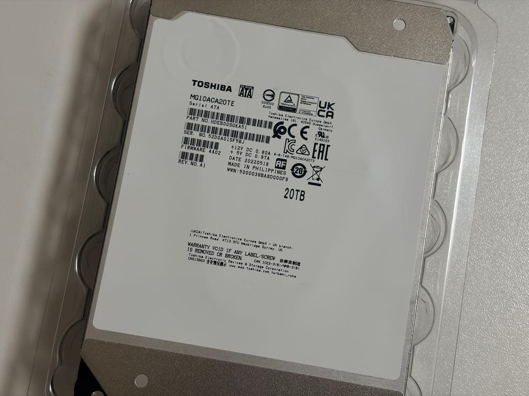 東芝 サーバー NAS用3.5インチ 20TB HDD MG10ACA20TE