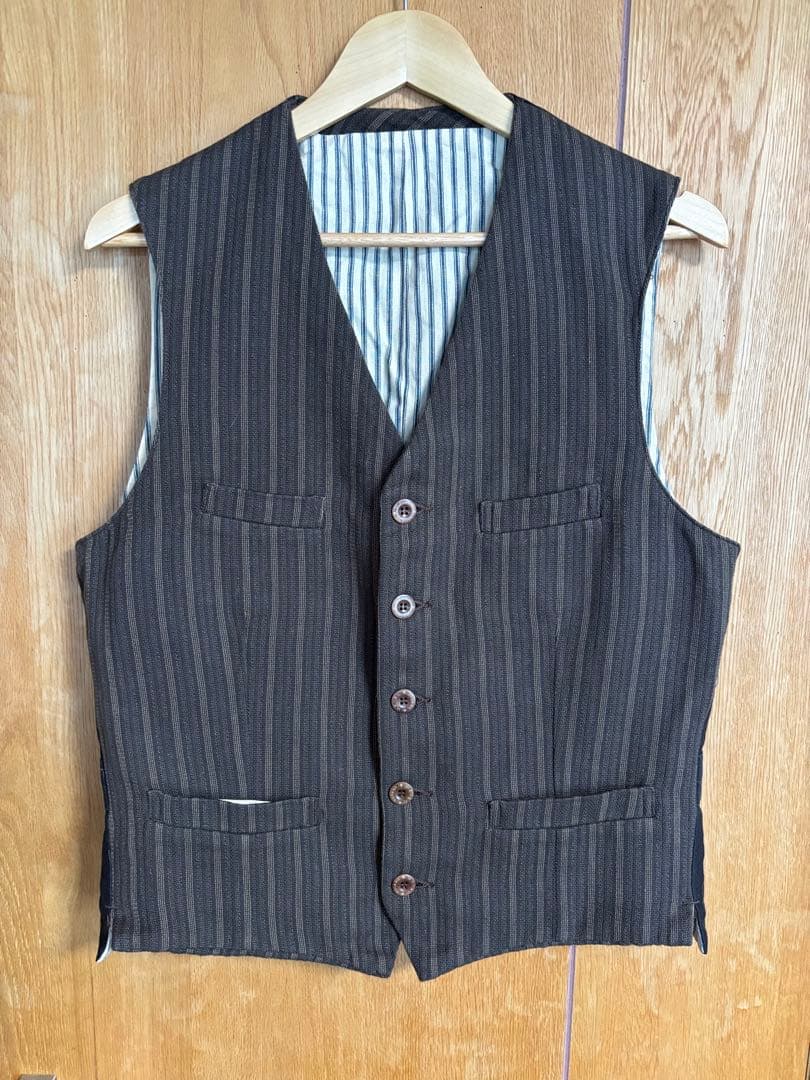 シュガーケーン　ミスターフリーダム　10oz コバートストライプ　ジレ　ベスト