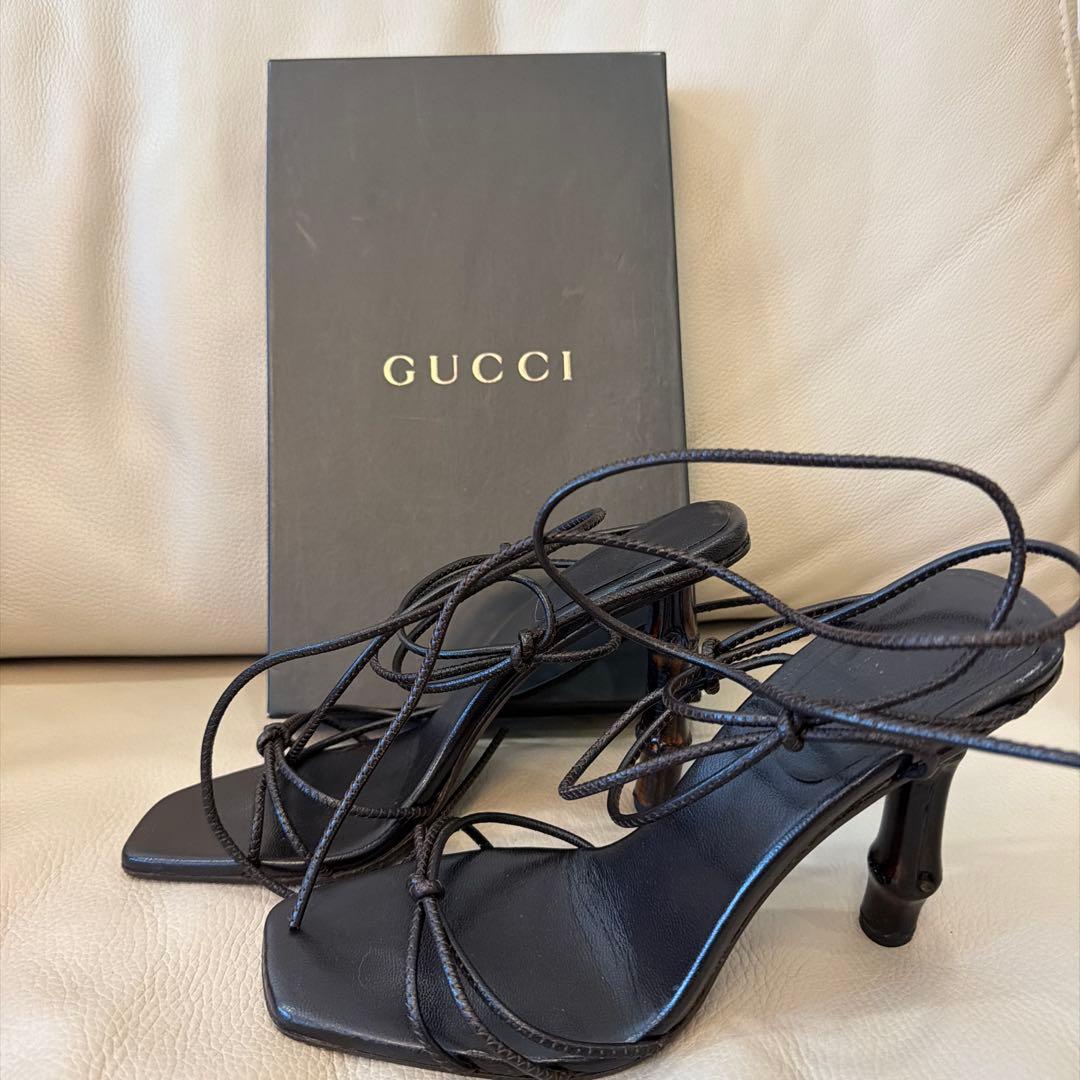 【美品】GUCCI バンブー　ブラック ストラップサンダル　サイズ7 1/2