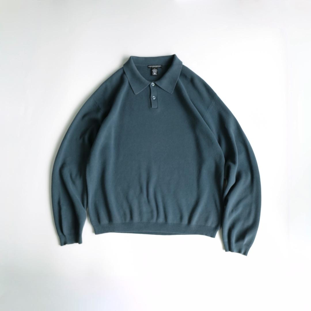 consensus 90s コットンニットポロシャツ ブルー XL