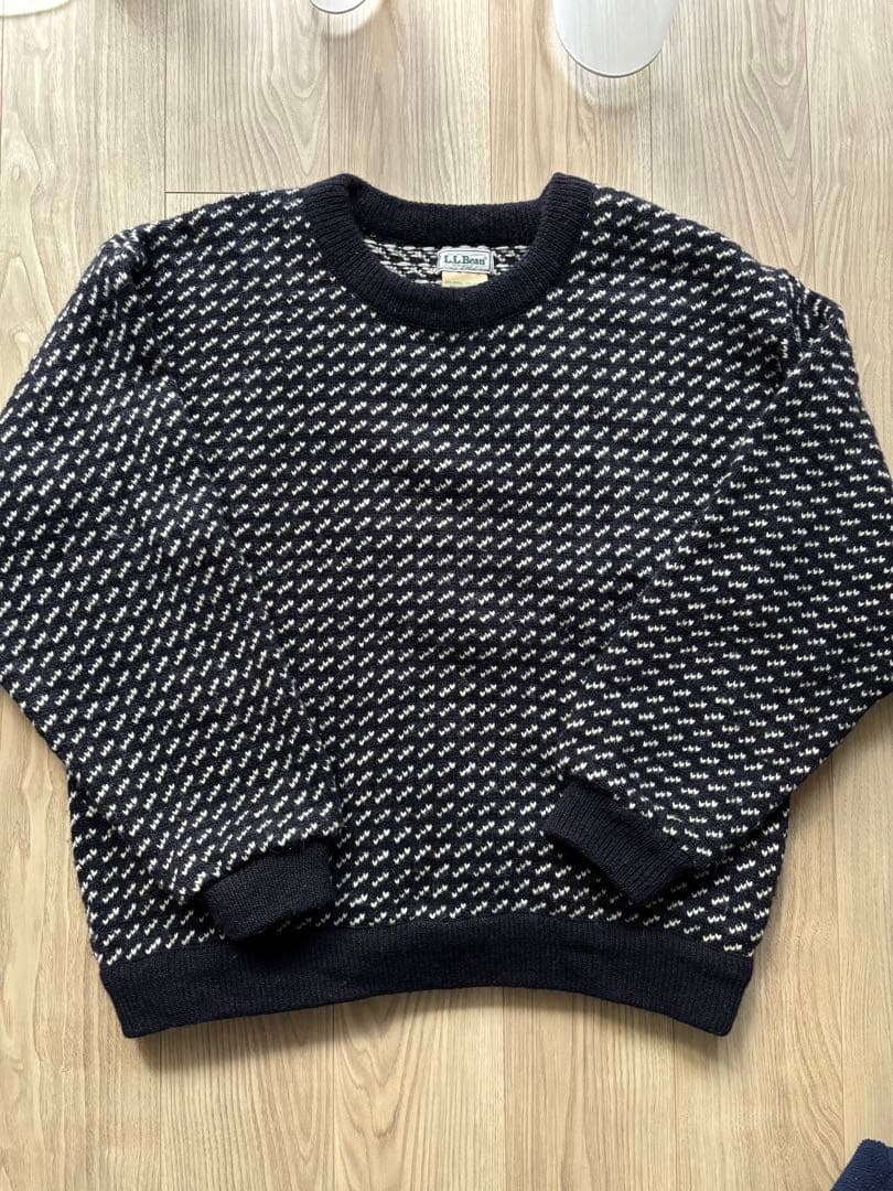 80s L.L.Bean バーズアイニットセーター X-LARGE 有原みゆ紀