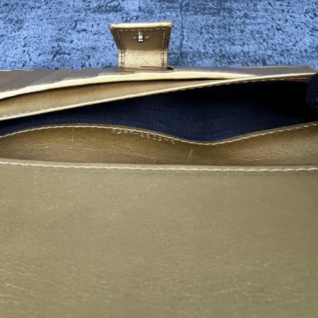 GUCCI ラブリーハート GG柄 レザー 長財布 ゴールド