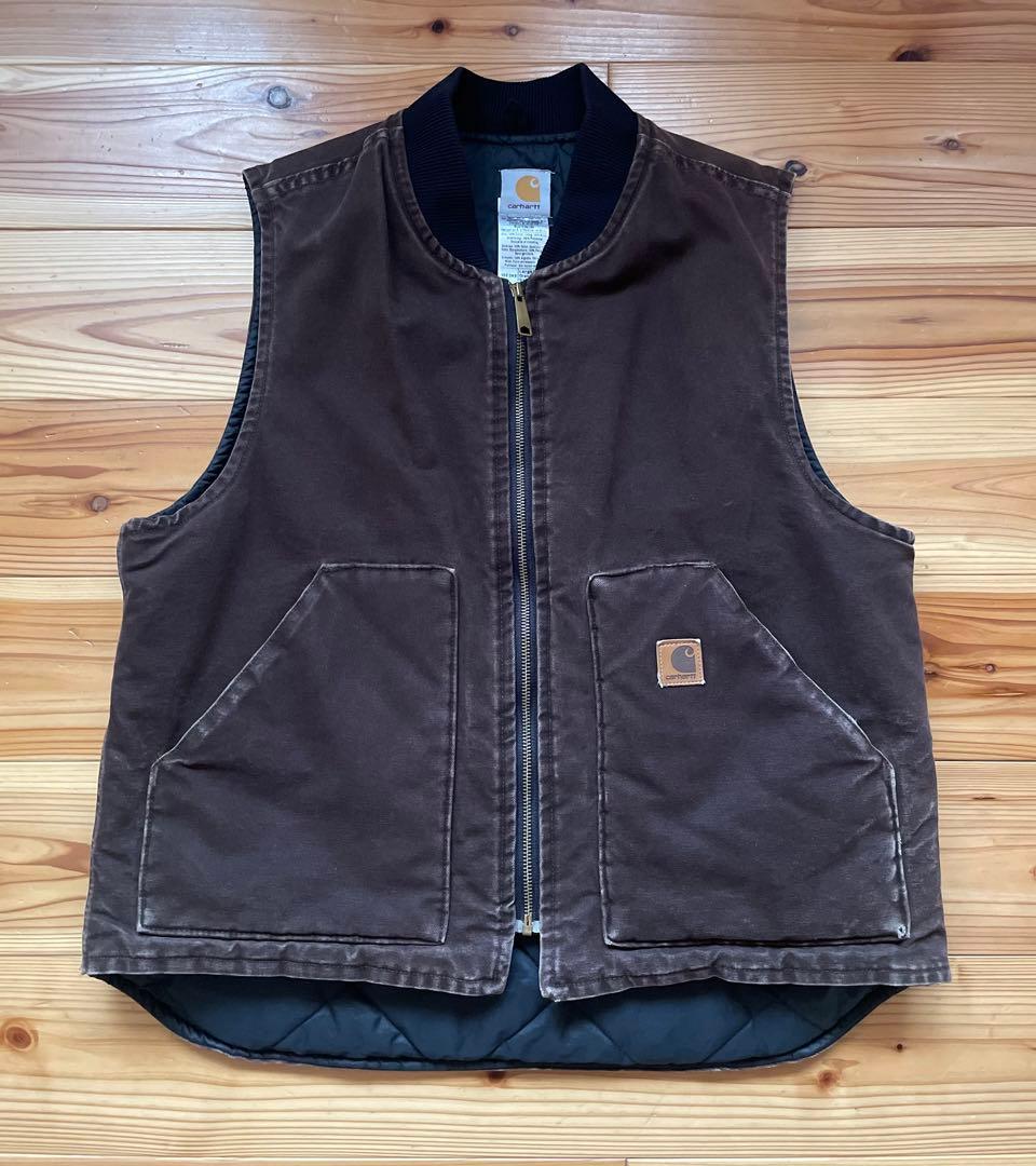 carhartt カーハート USA製 ダック ベスト ブラウン フェード 古着