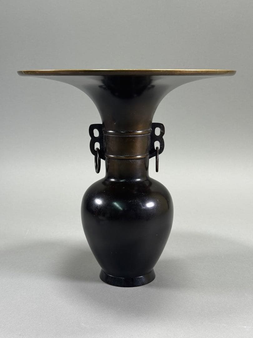 いけばな　池坊 唐銅花瓶 立花　花器　花瓶　華道具高さ:24.5cm