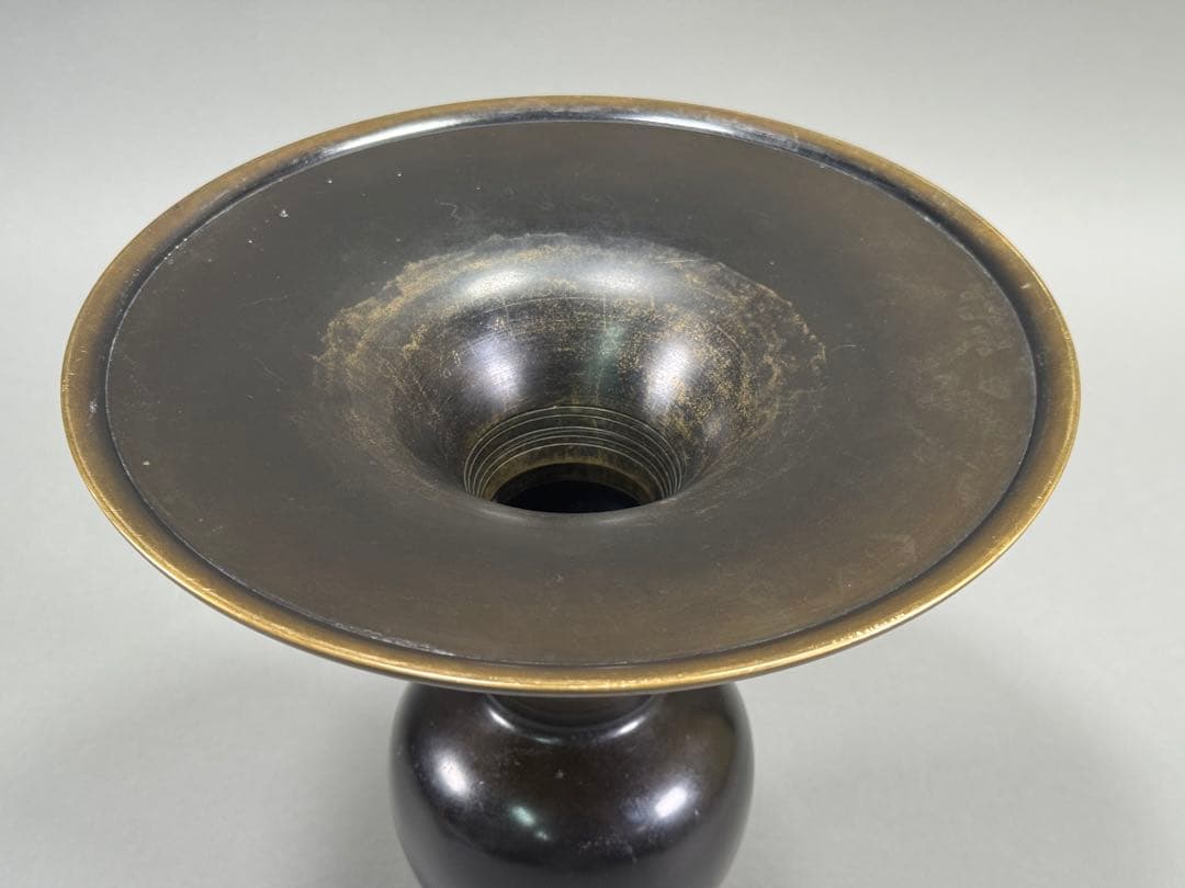 いけばな　池坊 唐銅花瓶 立花　花器　花瓶　華道具高さ:24.5cm